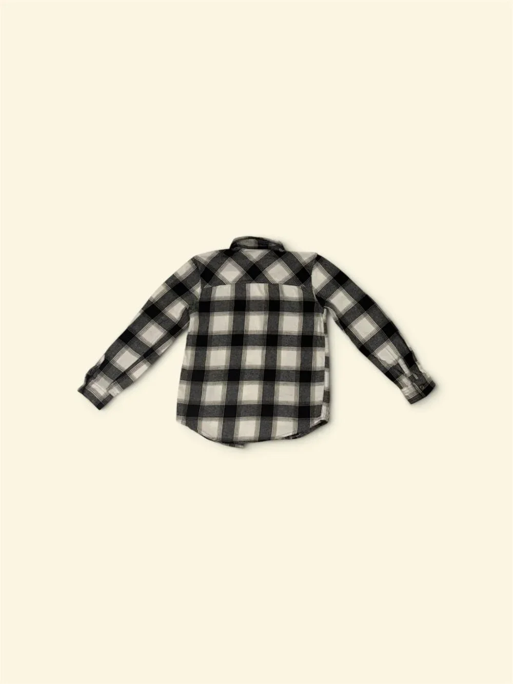 Jumping Beans Boys Black White Plaid Flannel Button Down Shirt Size 8 EUC